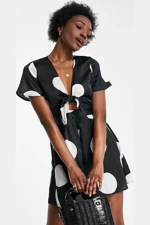 VERO MODA Romper playsuit in black with oversized white polka dots