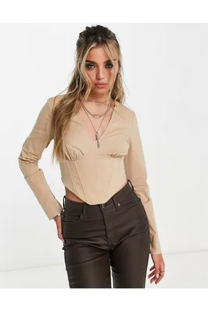 Cropped long sleeve corset blouse - Shirts - BSK Teen