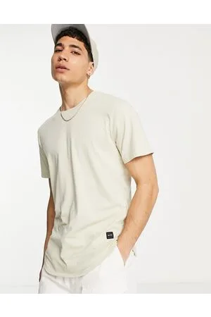 Only & Sons Longline curve hem t-shirt in beige