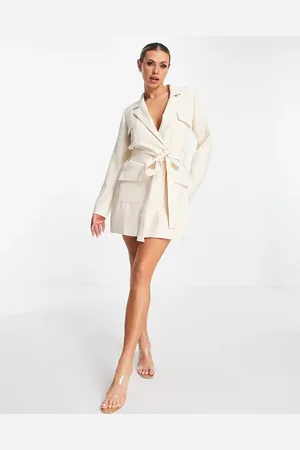 In The Style X Perrie Sian pocket detail utility blazer dress with belt detail in
