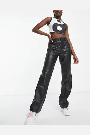 Stradivarius Faux leather trousers in
