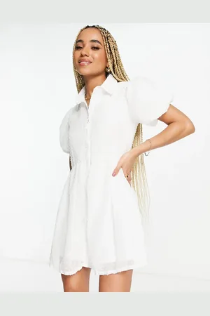 Missguided Puff sleeve mini shirt dress in