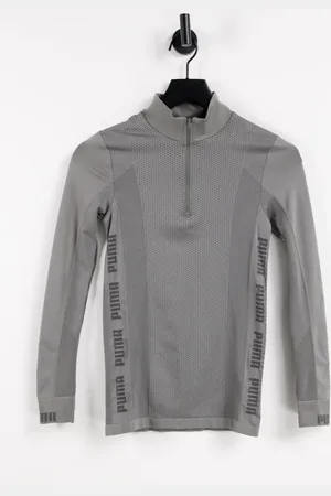 PUMA Training Evoknit seamless 1/4 zip top in charcoal