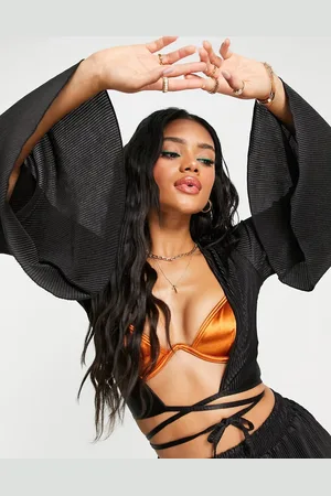 South Beach Plisse crop wrap around beach top co ord in