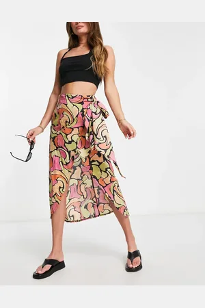 ASOS Sarong wrap midi skirt in abstract print
