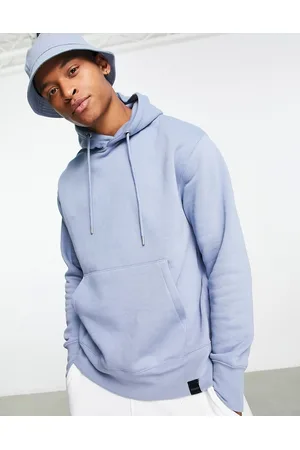 Pull&Bear 'Los Angeles' varsity back print oversized hoodie in blue