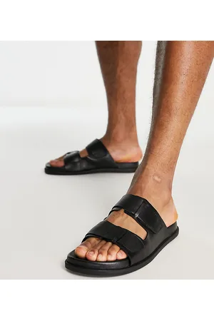 Dune London Wide Fit Folly sliders in leather