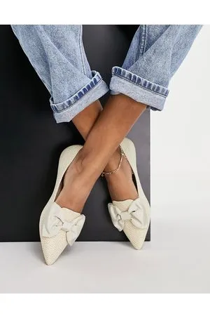 ASOS Lake bow pointed ballet flats in natural raffia