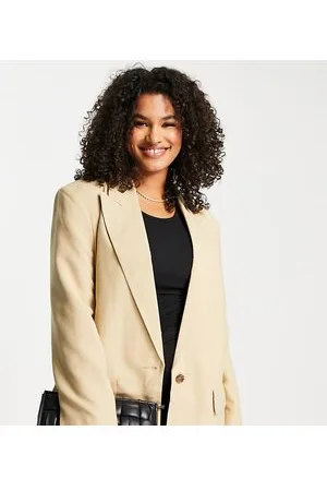ASOS ASOS DESIGN Curve long line perfect blazer in stone