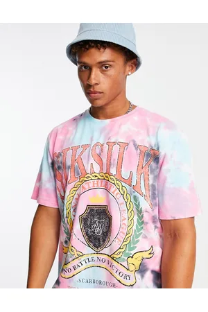SikSilk Co-ord oversized t-shirt in pink tie dye with varsity print