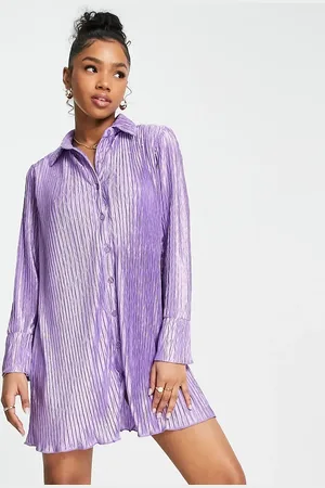 The Frolic Plisse shirt dress in lilac