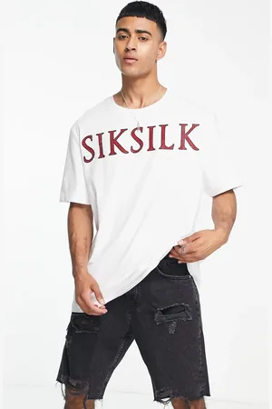 SikSilk Oversized t-shirt in with red rhinestone logo