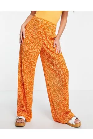 Monki Relaxed trousers in swirl print plisse