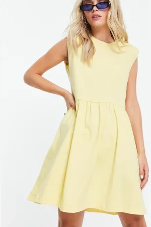 Noisy May Padded shoulder mini smock dress in