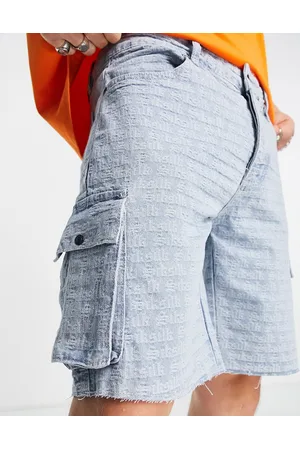 SikSilk Denim jacquard shorts in lightwash