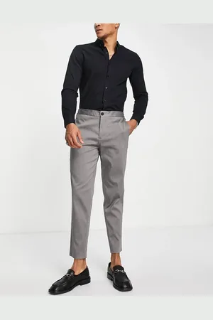 SELECTED Cotton blend smart trousers in slim tapered fit with elasticated waist in