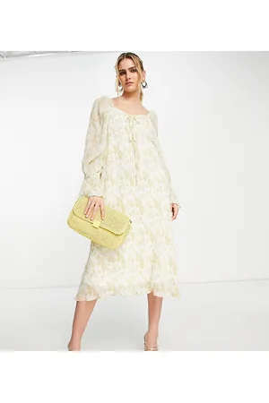 Y.A.S Y.A.S exclusive plisse midi dress with tiering in neutral animal print