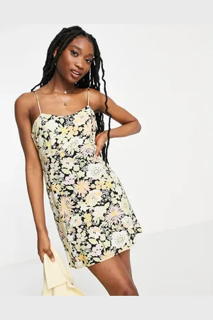 Miss Selfridge Tie back mini slip dress in tropical floral
