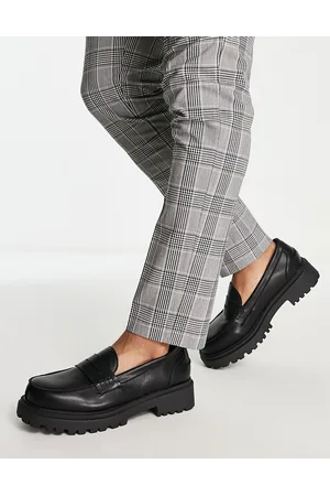 London Rebel Cleated sole chunky penny loafers in