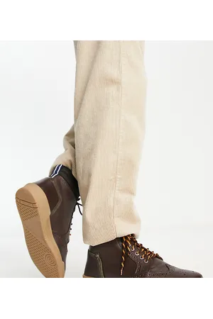 Original Penguin Wide fit lace up brogue ankle boots in leather