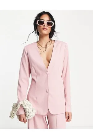 Lola May Open back blazer with button detail in