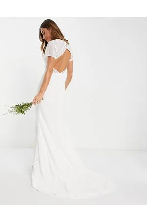 Y.A.S Y.A.S Bridal cut out dress with full bodice and train in