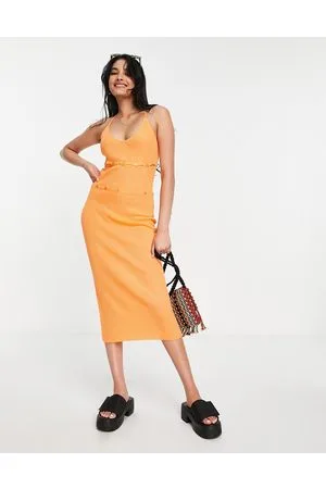 NA-KD X Elin Warnqvist knitted midi dress with button detail in