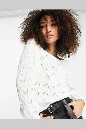 ONLY Crew neck pointelle jumper in