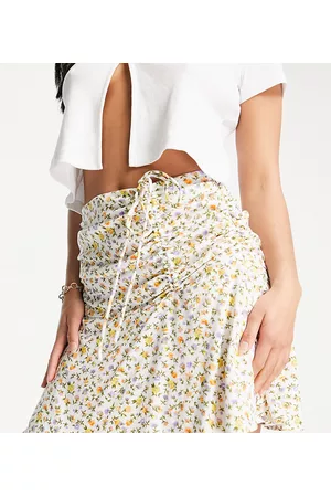ASOS Women Mini Skirts - Petite ruched waist flippy mini skirt in ditsy floral