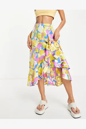 Y.A.S Y.A.S midi wrap skirt in bright abstract print