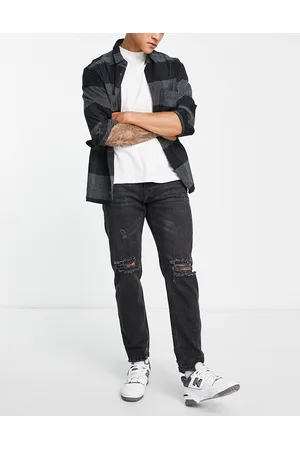 Brave Soul Men Jeans - Loose fit ripped jeans in charcoal