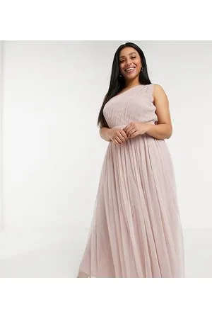 ANAYA Anaya With Love Plus Bridesmaid tulle one shoulder maxi dress in