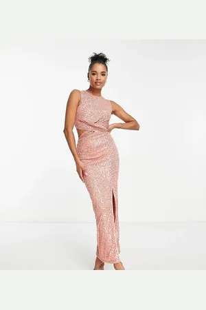 Jaded Rose Twist front maxi dress in bronze sequin