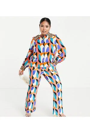 Never Fully Dressed Contrast belt trouser co-ord in abstract leopard print
