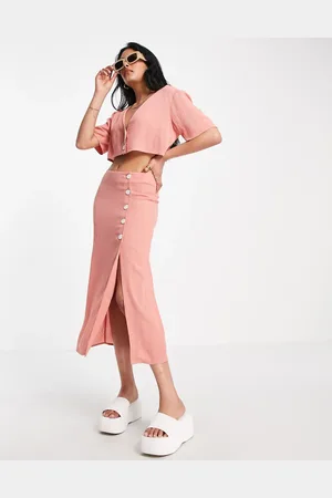 ASOS Crinkle button side midi skirt co-ord in