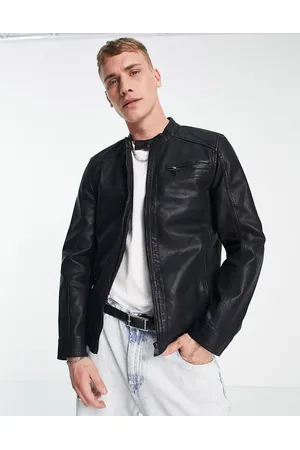 Only & Sons Faux leather racer jacket in