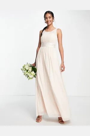 Little Mistress Bridesmaid chiffon maxi dress in blush