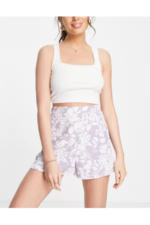 ASOS Women Shorts - Elasticated waist short in lilac floral print