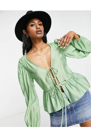 Topshop Tie front blouse top in