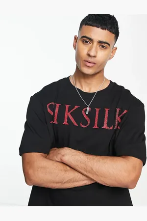 SikSilk Oversized t-shirt in with red rhinestone logo
