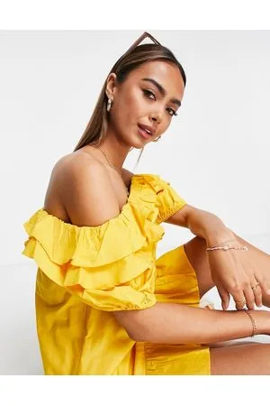 JDY Ruffle detail bardot mini dress in