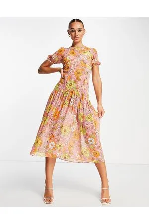 Never Fully Dressed Pink leopard floral midi dress