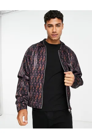 River Island pu sleeve varsity jacket with badges in purple