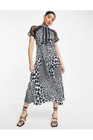 Liquorish a line midi hot sale dress in striped animal