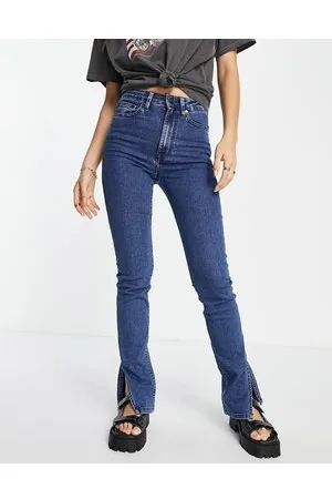 Waven low waist wide leg jeans in washed indigo