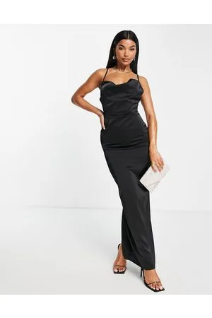 NaaNaa Cowl neck satin prom maxi dress in