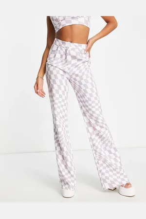 REBELLIOUS FASHION High waist trousers co-ord in lilac check