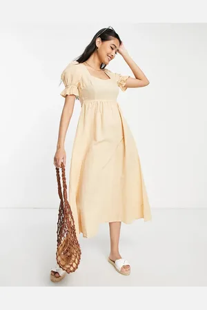 River Island Puff sleeve midi dress in