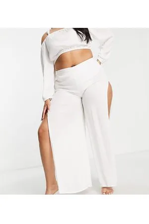 High Waisted Side Split Wide Leg Pants