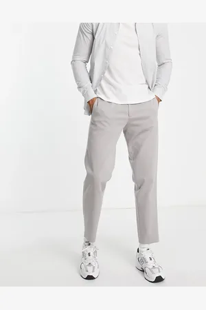 SELECTED Cotton blend slim fit smart trousers in - LGREY